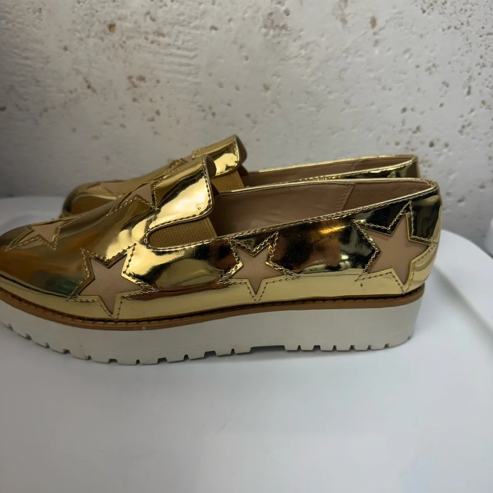 Gold Star Platform Loafers